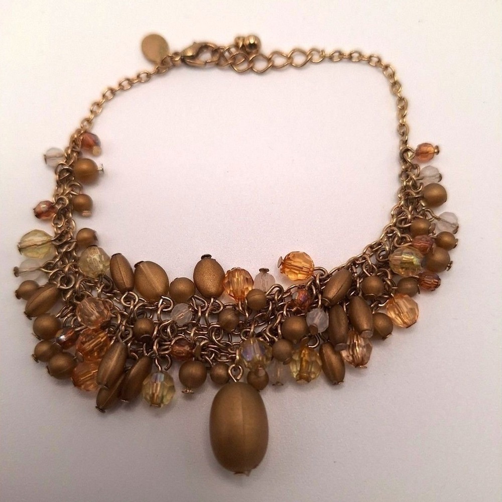 Beaded bracelet drop dangle acrylic gold transparent opaque by Premier Designs